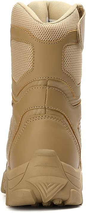 Miniatura 2 de IUBEIBEI Men's Military Tactical Work Boots Side Zipper Leather Motorcycle Combat Boots Desert Combat Men Outdoor Boots for Hiking Climbing