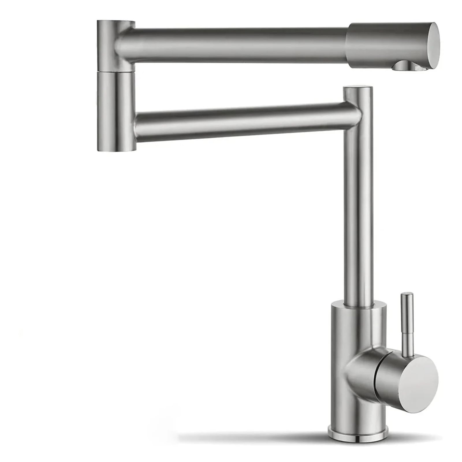 Grifo de llenado ollas for montaje en cubierta, grifo agua caliente y fría, manija simple for encimera, juntas dobles, rotación 360°, retráctil para la mayoría de los escenarios