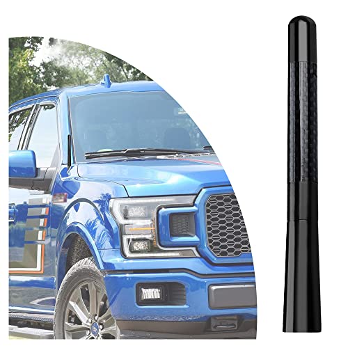 NHHC Car Antenna,Carbon Fiber Screw Type Car Radio Antenna 4.72 Inch Aluminum Antenna Toppers Compatible with AM/FM Radio,Fit for Car and Truck Vehicle Replacement Antenna Accessories (Black)