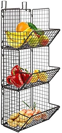 Hanging fruit basket rustic shelves Metal Wire Tier Wall Mounted over the door organizer Kitchen Fruit Produce Bin Rack Bathroom Towel Baskets fruit stand produce storage rustic snack organizer Z Basket Collection