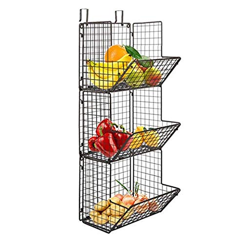 Hanging fruit basket rustic shelves Metal Wire Tier Wall Mounted over the door organizer Kitchen Fruit Produce Bin Rack Bathroom Towel Baskets fruit stand produce storage rustic snack organizer Z Basket Collection