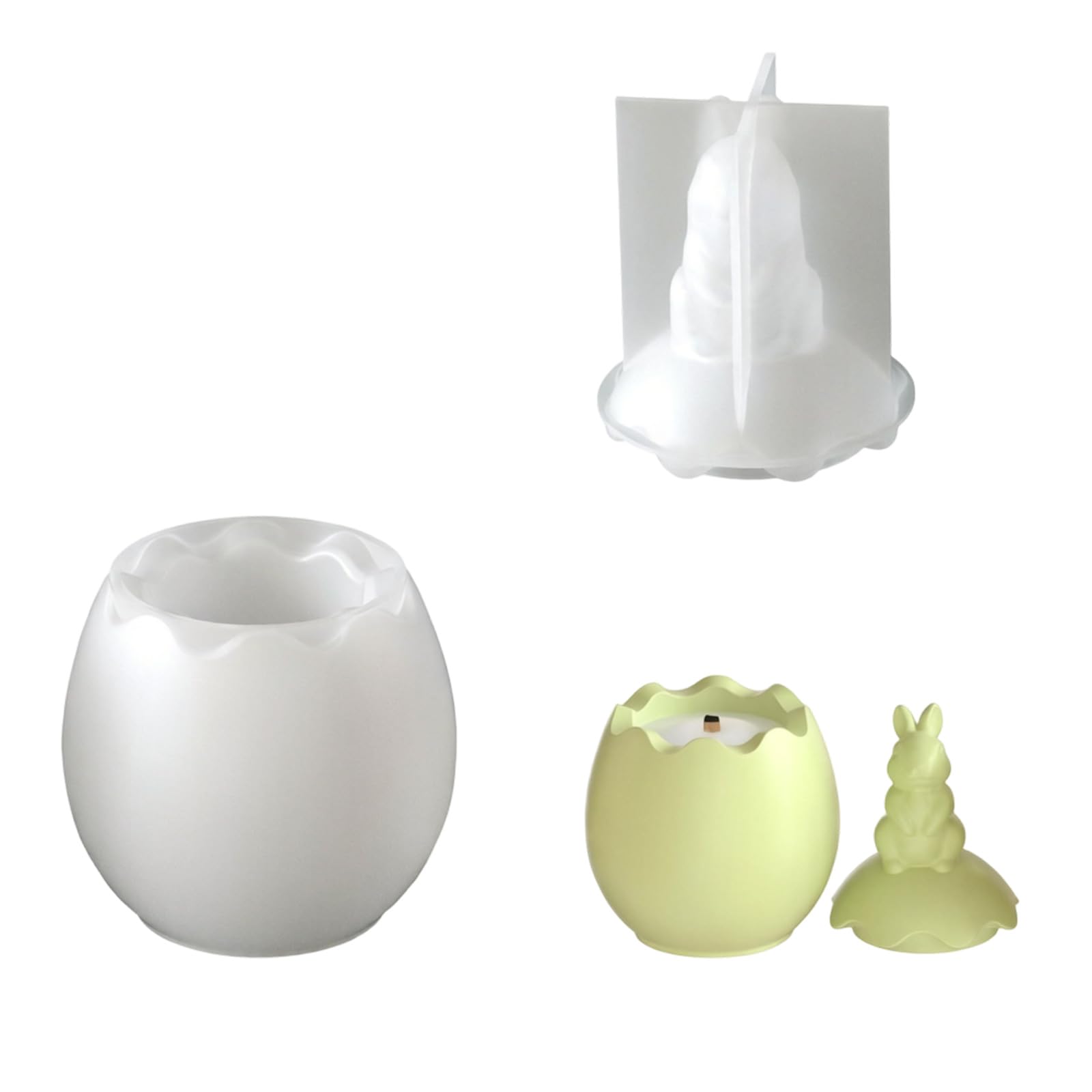 NVOQILIN Eggs Silicone Cup Molds Resin Jar Silicone with Lid for Making Holder and Festival Decoration Lagomorph Cup Cast