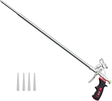 Spray Foam Gun 2 feet Insulation Foam Gun Extended Precision Foam Gun 63cm Long Expanding Pu Foam Dispensing Gun, Black