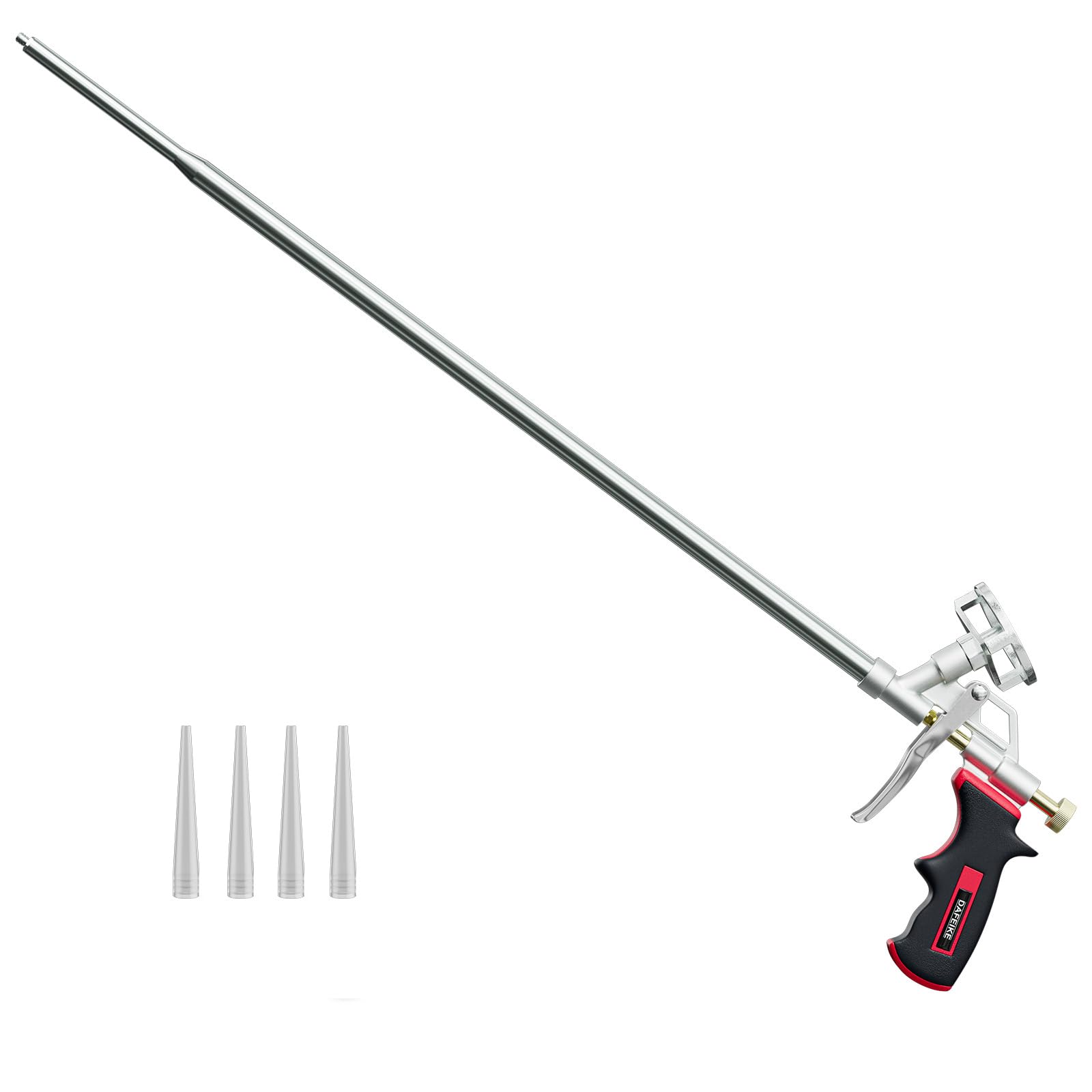 Pistola de espuma en aerosol de 2 pies, pistola de espuma de precisión extendida de 63 cm de largo, pistola dispensadora de espuma de poliuretano expandible, color negro