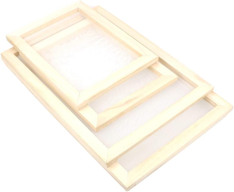 YEXPRESS 4 Pack Wooden Paper Making Mould Frame, Screen Printing Frame for DIY Paper Craft, 2 Size