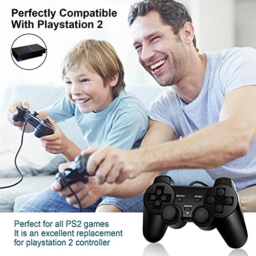 PS2 Controller Wired, Replacement for Sony Playstation 2 Controller, with Dual Vibration (Black) - Thumbnail 2