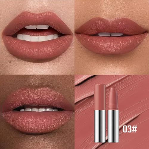 Image of Warm Terracotta Matte Lipstick Crayon - Waterproof Long Lasting Lip Liner Pencil, High Pigment Creamy Velvet Lipstick, Non-Drying Lip Color for Women, 03#