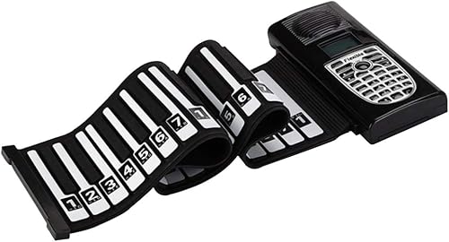 XLLLL Hand Rolle Klavier Tasten Tragbare Falten Mit Horn Kinder Erwachsene AnfA nger Silikon Tastatur Elektronische Orgel Black