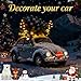 Christmas Car Decorations with Warm White Lights, Upgrade Reindeer Antlers Kit with Jingle Bells Rudolph Reindeer and Nose, Tail for The Trunk, for All Vehicles,Car,SUV, MPV, Truck