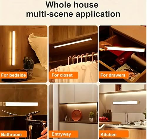 Motion Sensor Warm Lights (3pack) TradeProvider 50cm LED Indoor USB Rechargeable Night Lights for Bedroom, Stick On Stair, Cabinet, Kitchen, Hallway, Cool Warm Night Lights - Image 3