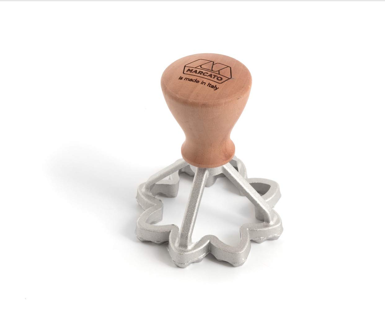 Marcato Ravioli and Cookie Cutter, Ravioli Maker, Cookie Cutters, Solid Wood and Cast Aluminum, Made in Italy, 70mm Flower Stamp