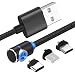 Produktbild 3.3ft/1m Magnetic Charging Cable Nylon Braid L Side 360 3 in 1 Magnetic Micro USB Cable Cord kompatibel mit iPhone Android, Nexus, LG, Sony, Huawei, Kindle,Black