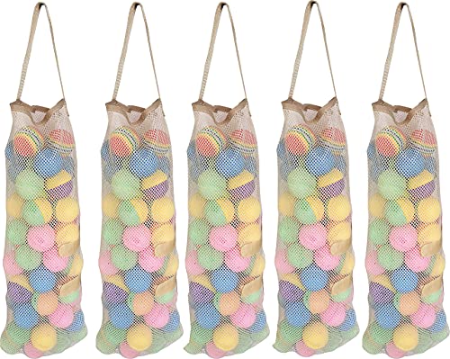 hanging mesh storage 5pack potato amp onion bags - large reusable net produce bags beige