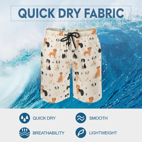 Hawaiian Shorts for Men - Comfy Dog Cute Paw Print Mens Swim Trunks Bathing Suits with Mesh Lining4