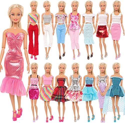 Festfun 28 Doll Clothes and Accessories 5 Fashion Dresses Clothes Outfits 10 Shoes 13 Accessories for 11.5 inch Doll Girl Gift Xmas