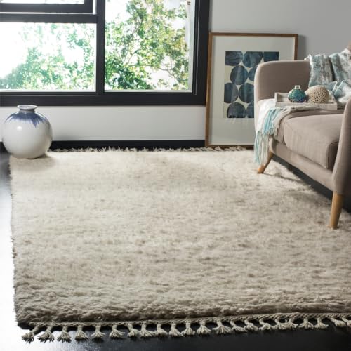 SAFAVIEH Boho Teppich für Wohnzimmer, Esszimmer, Schlafzimmer - Casablanca Collection, Kurzer Flor, Taupe, 152 X 244 cm