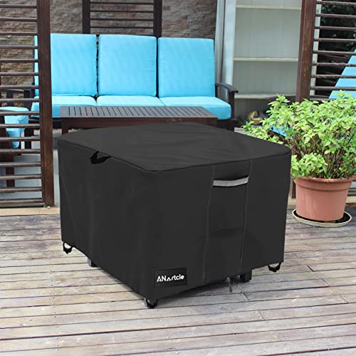 Anartcle 60 Inch Outdoor Square Fire Pit Table Cover,600D Heavy Duty Waterproof Outdoor Firepit Cover,60"L X 60"W X 24"H,Black #TOP3