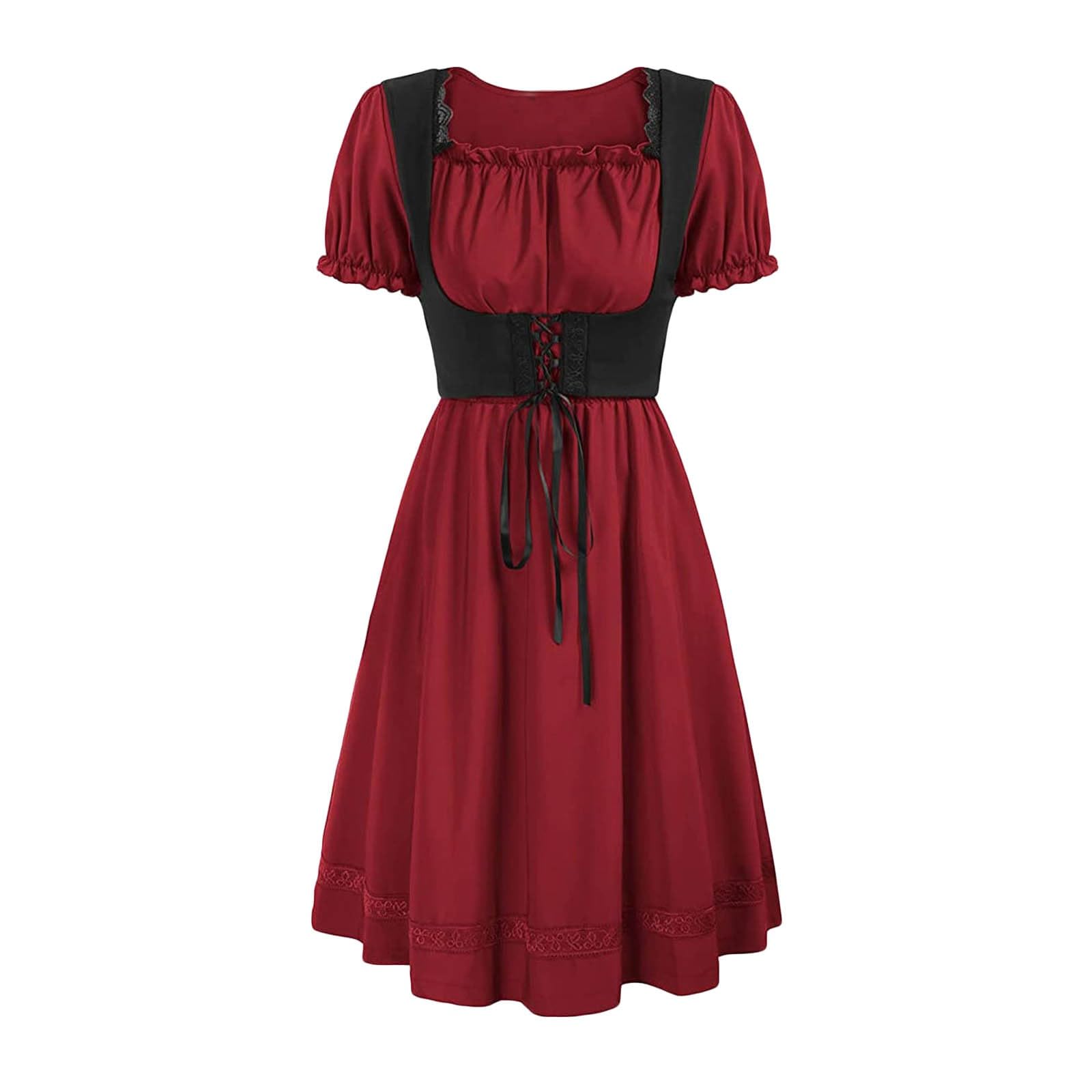 DIYIOUZHOU Victorian Vintage Retro Gown Long Dress, A Line Short Sleeve Soft Cocktail Ladies Pub Victorian Evening Dress Ladies