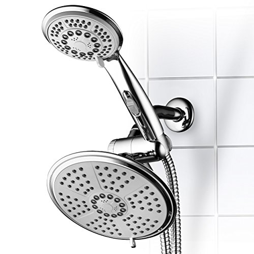 HotelSpa High-Pressure Ultra Luxury Rainfall Combo – Giant 7-inch 5-mode Head, 6-mode Hand Shower with ON/OFF Pause Switch, Water Diverter, Stainless Steel Hose – Top American Brand – Chrome Finish - Thumbnail 2
