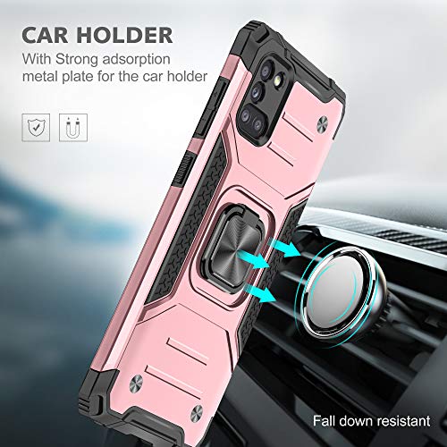 Asuwish Compatible with Samsung Galaxy A31 Case and Tempered Glass Screen Protector Cover Accessories Ring Holder Kickstand Protective Hybrid Phone Cases for Glaxay A 31 4G Gaxaly 31A A315G Rose Gold by Asuwish - Image 3