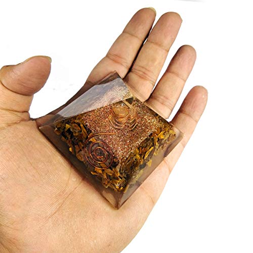 Image of Tiger Eye Crystal Pyramid (2 Inch) | Feng Shui & Vastu Correction | Crystal Pyramid for Positive Energy, Health, Good Luck | | Home & Office Decor | Gift | Study Table