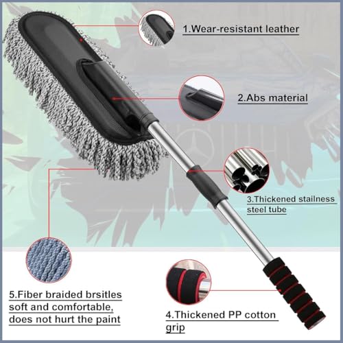 Image of CX2 Microfiber Car Wash Duster with Expandable Handle, Scratch-Free, Wet & Dry Multi-Purpose Auto Detailing Tool