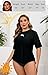 Halcurt Women's Plus Size Rash Guard Short Sleeve Swim Shirts Loose Fit UPF50+ Sun Protection Swimsuit Top Only All Black 2X