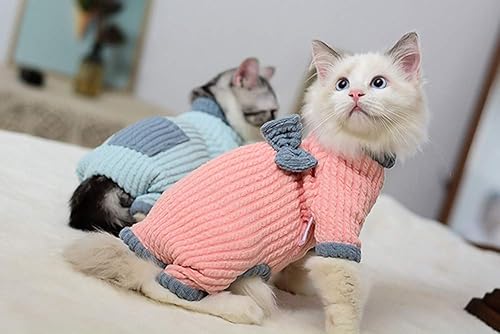 Miniatura 8 de Ropa de gatos sin pelo de algodón suéter camisa transpirable otoño invierno cálido ropa de gato cuello alto chaleco ropa para esfinge, rex de