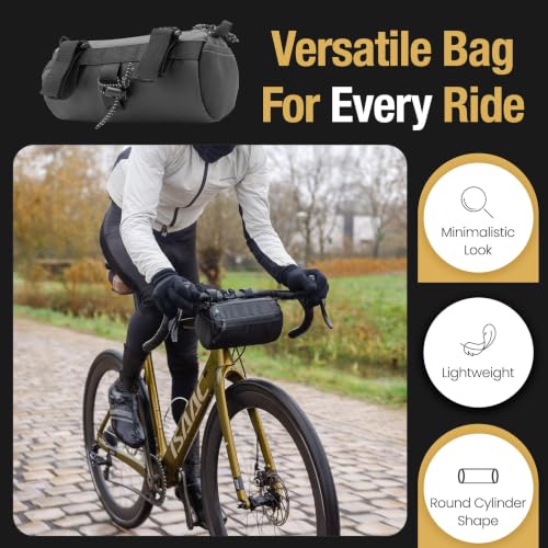 Lumiere & Co. Fahrrad-Lenkertasche mit 2 Riemen & Handyfach (Schwarz, S) – Ansicht 6
