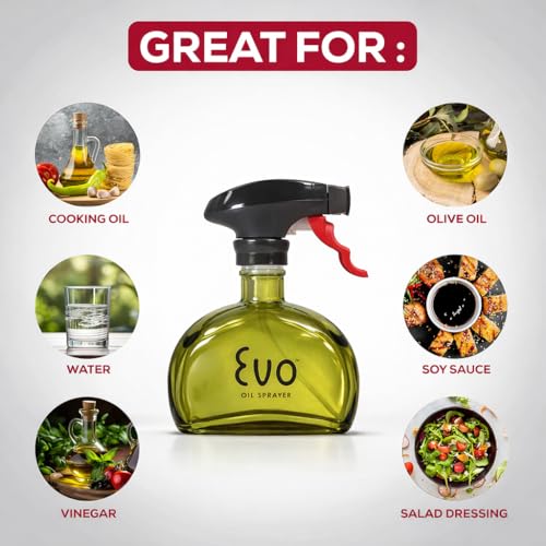 Evo Glass Oil Sprayer, Non-Aerosol For Olive Oil, Cooking Oils And Vinegars, Green, 6-Ounce Capacity, For Grilling, Roasting, Air Frying, Baking And Salad Prep by Evo Oil Sprayer - Image 2