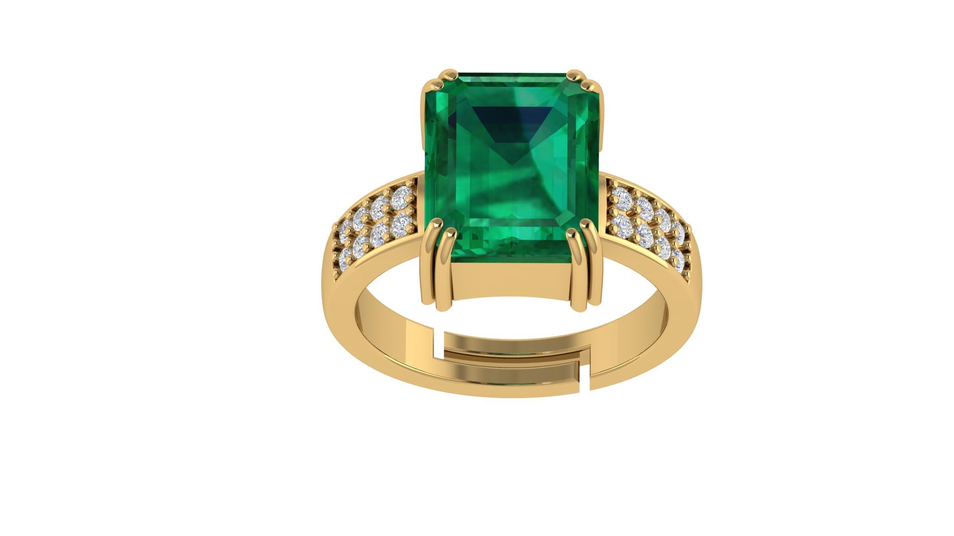 15.00 Ratti Natural Emerald Ring (Natural Panna/Panna Stone Gold Ring) Original AAA Quality Gemstone Adjustable Ring Astrological Purpose for Men Women by Lab Certified[SIDHARTH924]