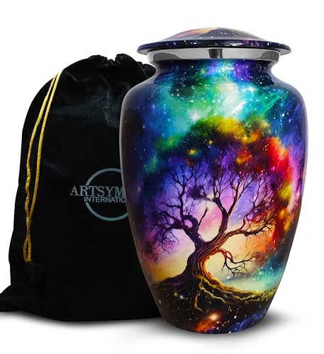 Artsymade Colorful Tree Urns for Human Ashes Adult Female, Decorative Urns for Human Ash, Burial Urn for Ashes Adult Male, Cremation Urn for Adults, (Classic Large, 10 Inch)
