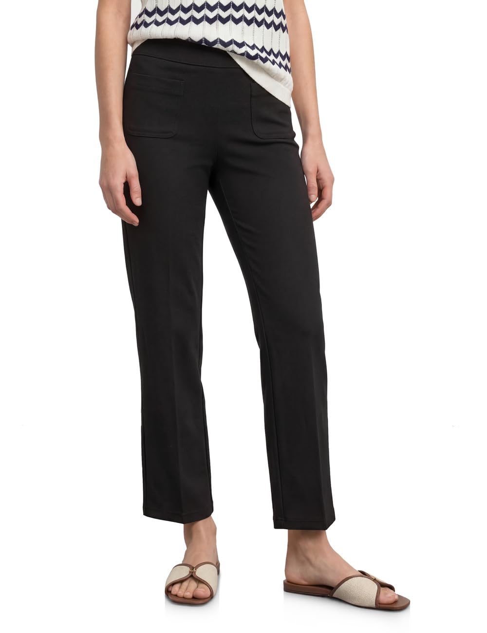 Street One High Waist Straight Leg Trousers in Casual Fit Black 36