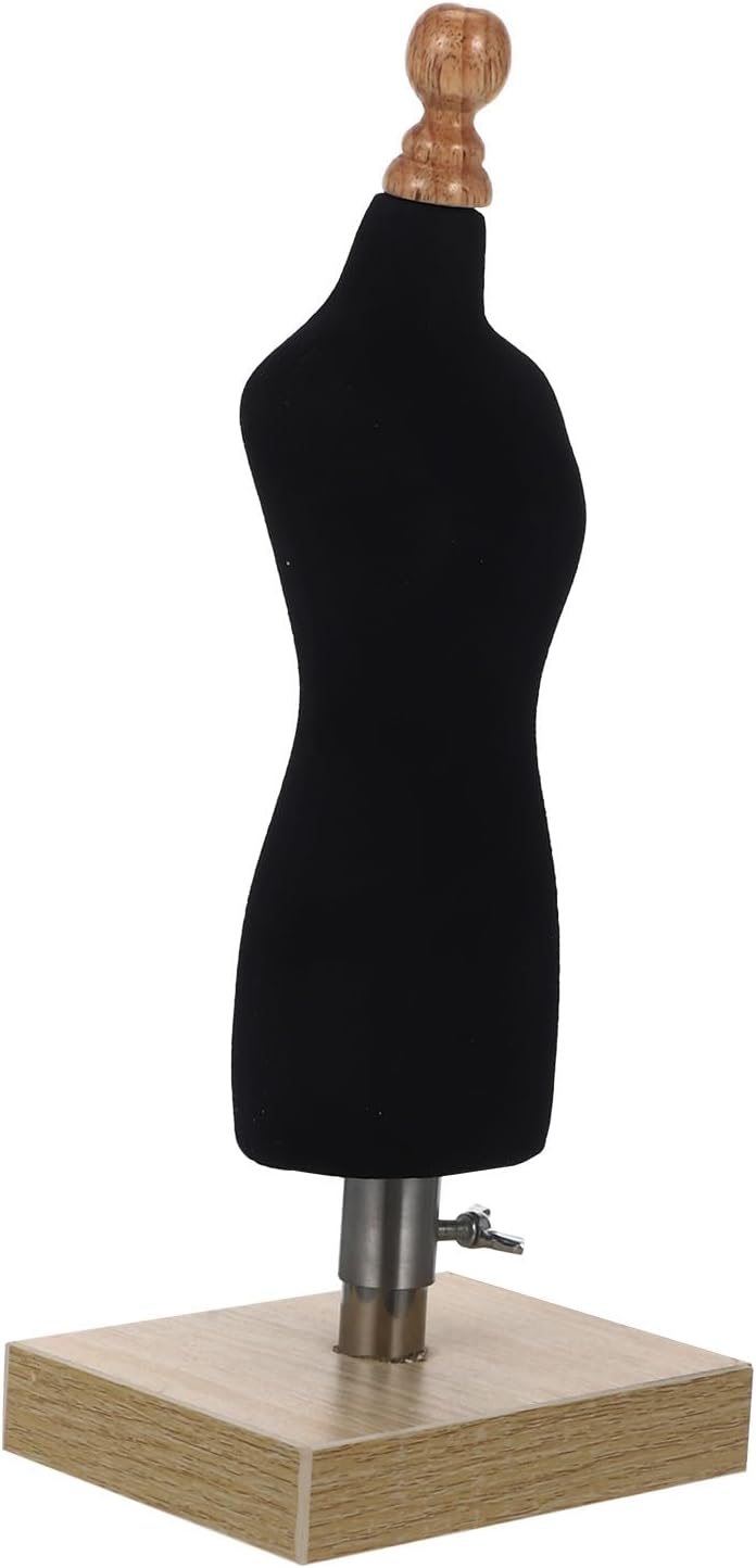 1/4 Scale Female Dressmaker Mannequin with Black Cotton Cover and Base, Sewing Dress Form Doll Manikin Model for Clothing Design Teaching and Doll Garments Display