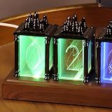 LIROPAU Nixie zegar lampowy z diodami LED RGB, funkcja pamięci wyłączania, data i godzina DIY, wiele trybów, przełącznik 12/24 godzin, zasilanie USB, do dekoracji prezentów