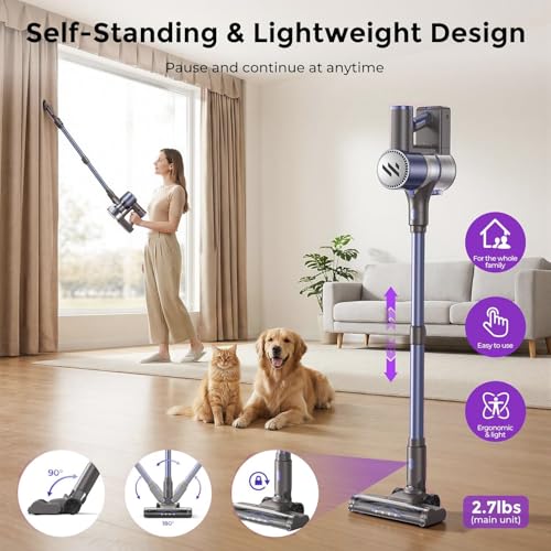 Image of MBTTODF Cordless Vacuum Cleaner,Vacuum Cleaner for Home with Brushless Motor,Lightweight Stick Vacuum with Self-Standing and Touch Screen,Hardwood Floor Vacuum for Pet Hair,Carpets,Tile(Sky Blue)