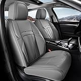 Coverado Car Seat Cover, Cover for Cars Front Seat, Premium Leather, Universal Fit Waterproof Seat Protectors, Car Seat Cushion Non-Slip for Most Cars-Gray
