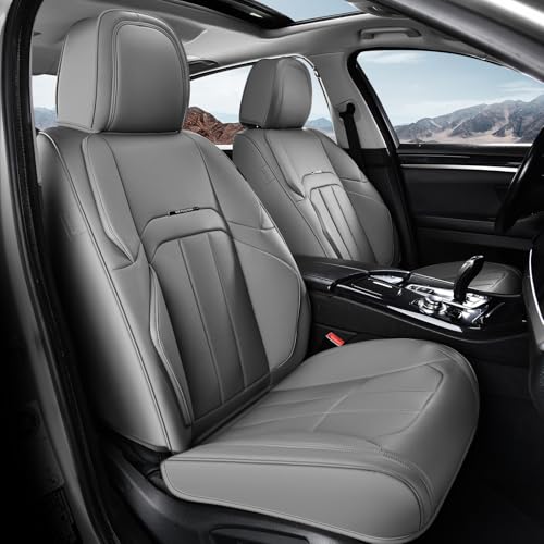 Coverado Car Seat Cover, Cover for Cars Front Seat, Premium Leather, Universal Fit Waterproof Seat Protectors, Car Seat Cushion Non-Slip for Most Cars-Gray
