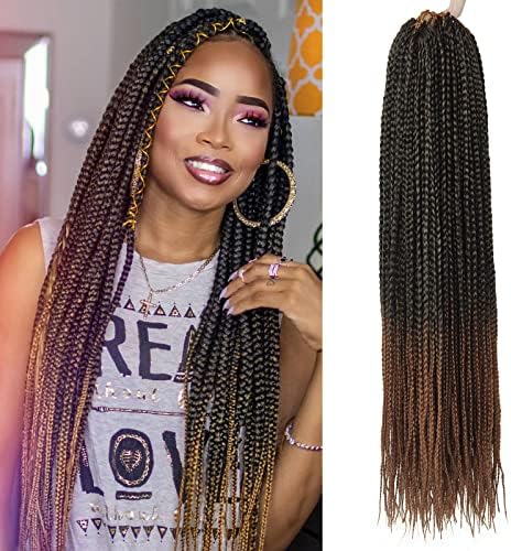 6 Packs Box Braids Crochet Hair Crochet Box Braids Pre-looped Synthetic Hair Crotchet Box Braids Hair 22 Inch (1B/30, 22inch) …