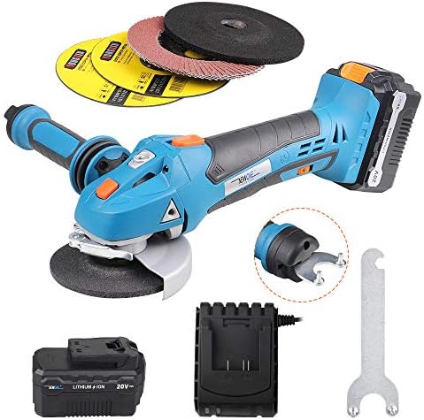 NEWONE 20V Angle Grinder Cordless Tool Kit, Variable Speed Cutting Tool, 5pcs Grinder Cutting Disc/Cutting Wheel,3-Position Anti-vibration Auxiliary Handle,4.0Ah Li-ion Battery
