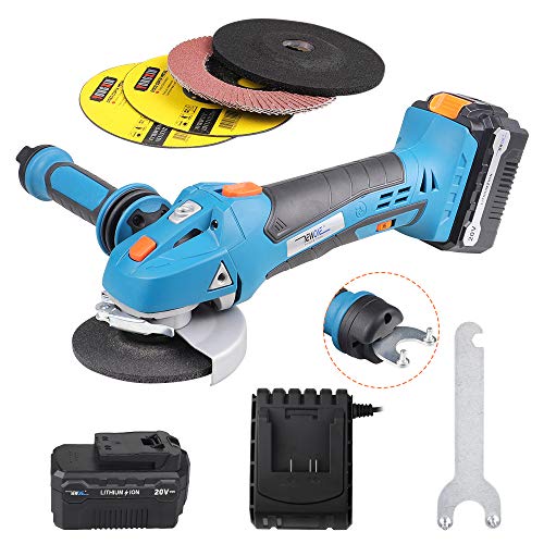 Newone 20V Angle Grinder Cordless Tool Kit, Variable Speed Cutting Tool, 5Pcs Grinder Cutting Disc/Cutting Wheel,3-Position Anti-Vibration Auxiliary Handle,4.0Ah Li-Ion Battery #TOP30