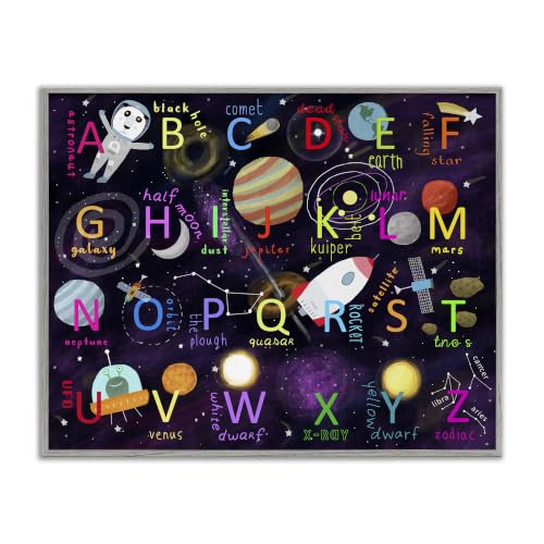 Alphabet Space Teaching Words Letters, 11 x 14 Inch Framed Giclée Print
