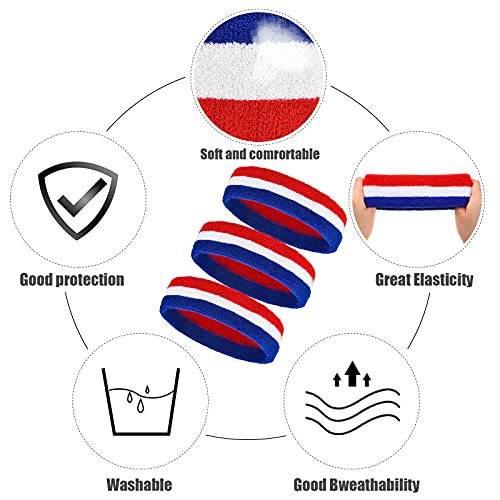 Image of Bememo 12 Pcs Sweatbands Sport Headbands for Men & Women Basketball Headband Sport Competitions Sweat Headbands Running Terry Cloth Moisture Wicking for Yoga,Tennis,Gym,Exercise