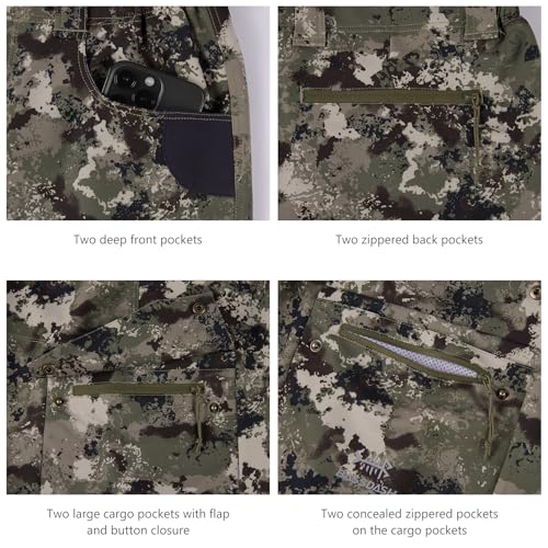 BASSDASH Invis Men’s Stretch Hunting Pants Water Resistant Camo Fishing Pant4