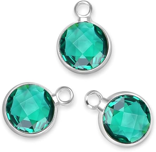 Adabele Colgante de piedra natal de plata de grado A, 0.236 in, pequeño, 0.315 in y 0.394 in para aretes personalizados, pulseras, collares,