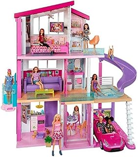 Barbie Estate Dreamhouse Adventures Large Three-Story Dolls House, Pink with Transforming Accessories Included Playset, 2019 Dreamhouse