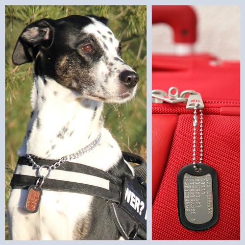 2 Stück personalisierte Erkennungsmarken | Dog Tag Kette mit Prägung | inklusive 2 Ketten & 2 Silencer im Set | diverse Texte und Motive möglich | Rambo | Militär Ausrüstung (Med-Logo)
