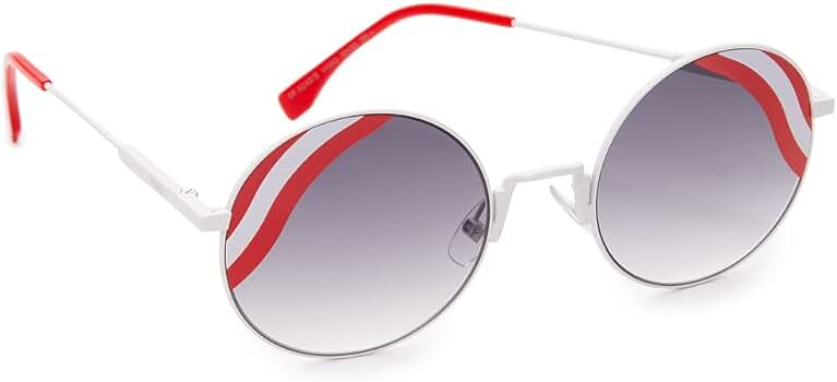 Amazon.com: Fendi Women's Round Waves Sunglasses, White Red