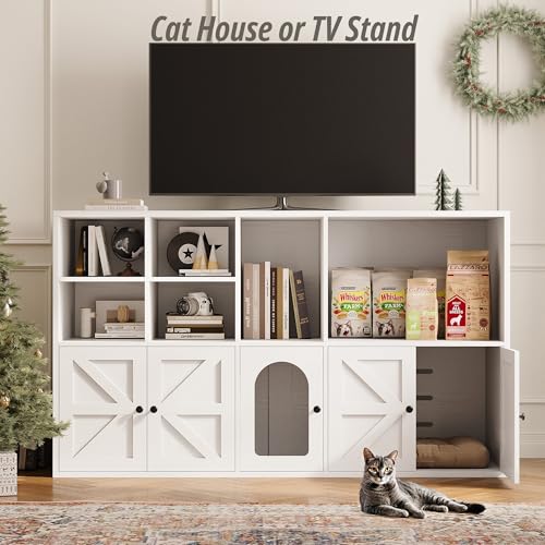 image for IRONCK Cat Litter Box Enclosure for 2 Cats, Litter Box Furniture Hidde