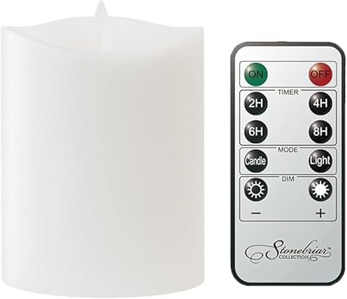 Miniatura 13 de Stonebriar 6 velas LED de cera real marfil 3x3 sin llama con control remoto y temporizador